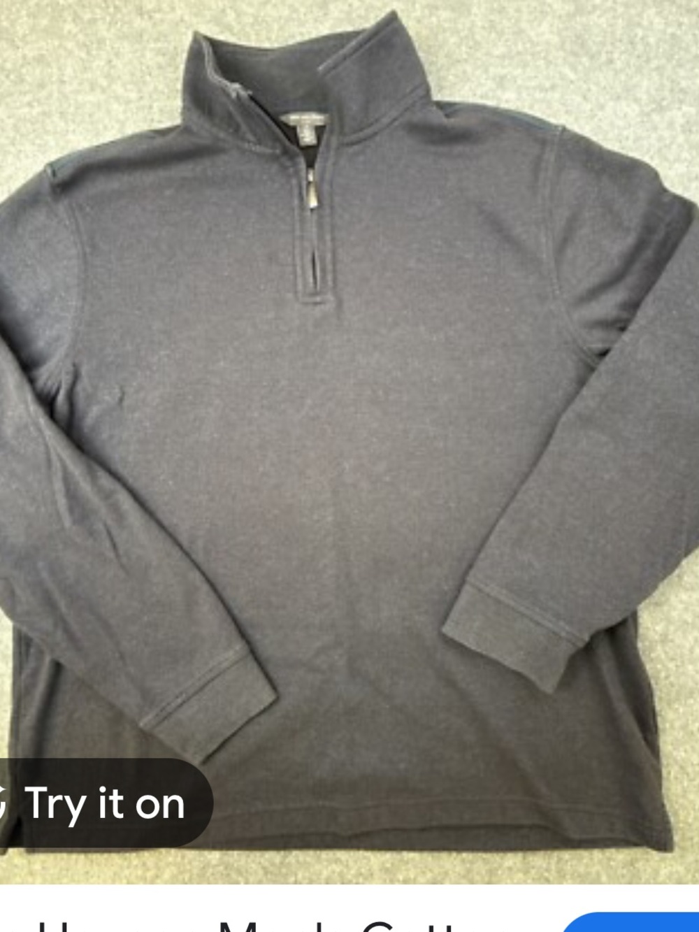 VAN HEUSEN EUC Men's Quarter-Zip Pullover Long-Sleeve Sweater, Charcoal Size XL.